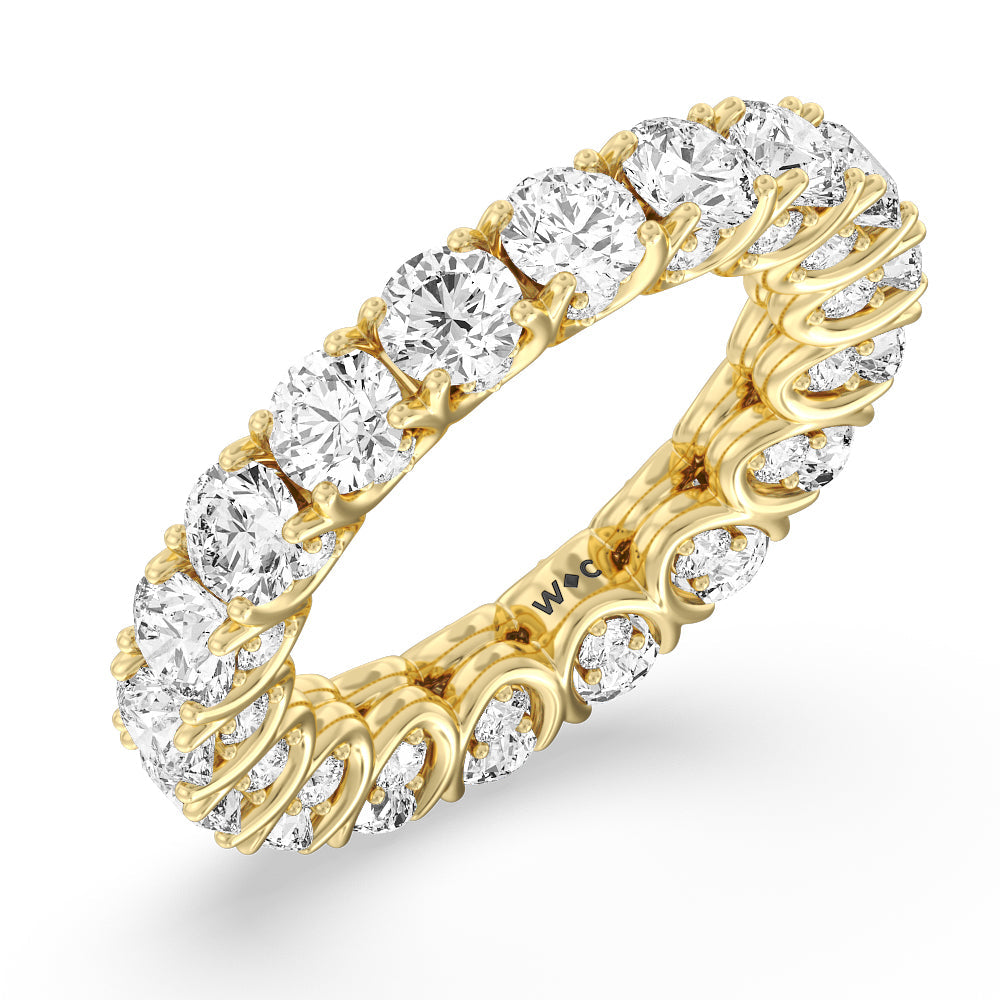 Split Prong Basket Eternity Ring with 18KT Yellow Gold / Natural / 7 Cut Diamond in 14KT Yellow Gold / Natural / 7 view 3
