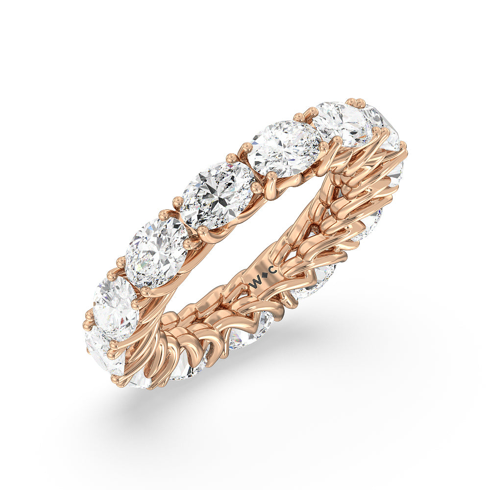 East-West Oval Trellis Eternity Ring with 18KT Rose Gold / Natural / 6 1/2 Cut Diamond in 14KT Rose Gold / Natural / 6 1/2 view 3
