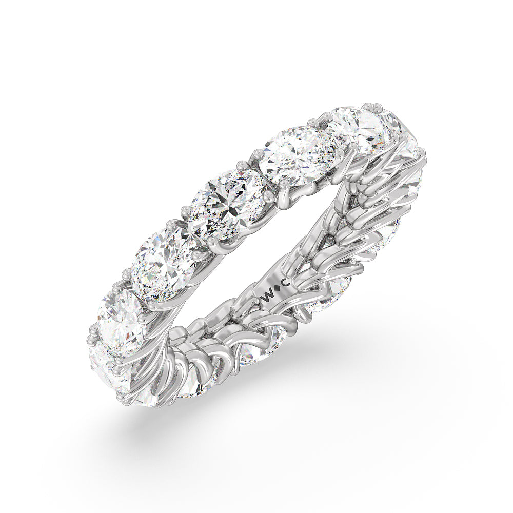 East-West Oval Trellis Eternity Ring with Platinum / Natural / 6 1/2 Cut Diamond in 14KT Platinum / Natural / 6 1/2 view 3
