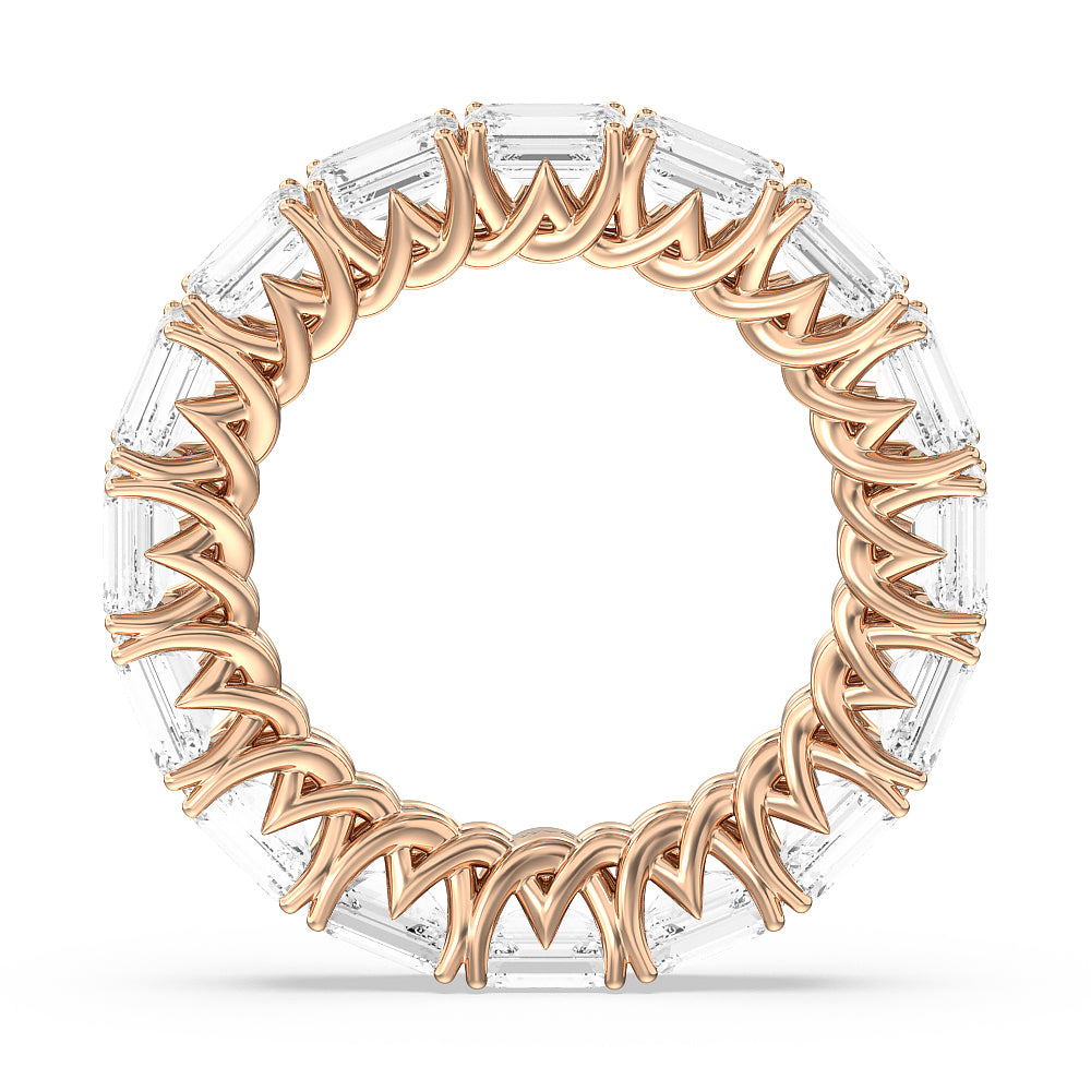 Emerald Trellis Eternity Ring with 18KT Rose Gold / Natural / 6 Cut Diamond in 14KT Rose Gold / Natural / 6 view 2
