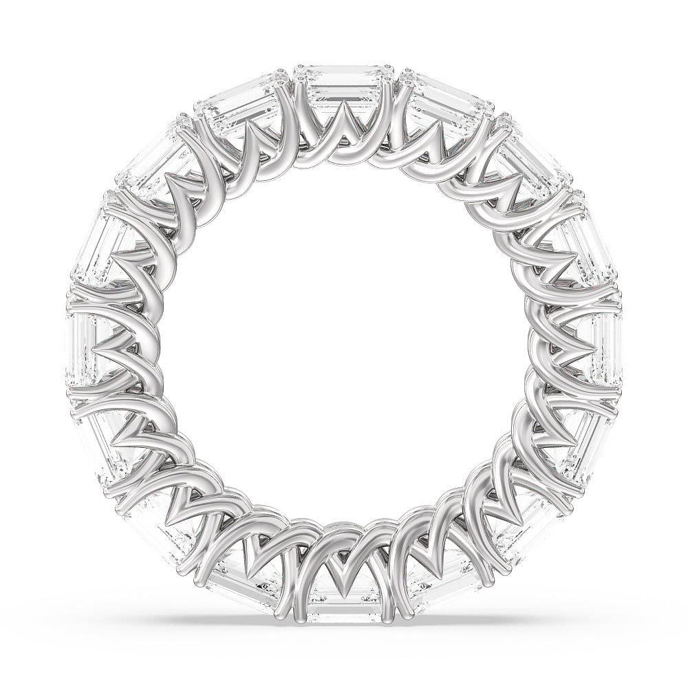 Emerald Trellis Eternity Ring with Platinum / Natural / 6 Cut Diamond in 14KT Platinum / Natural / 6 view 2
