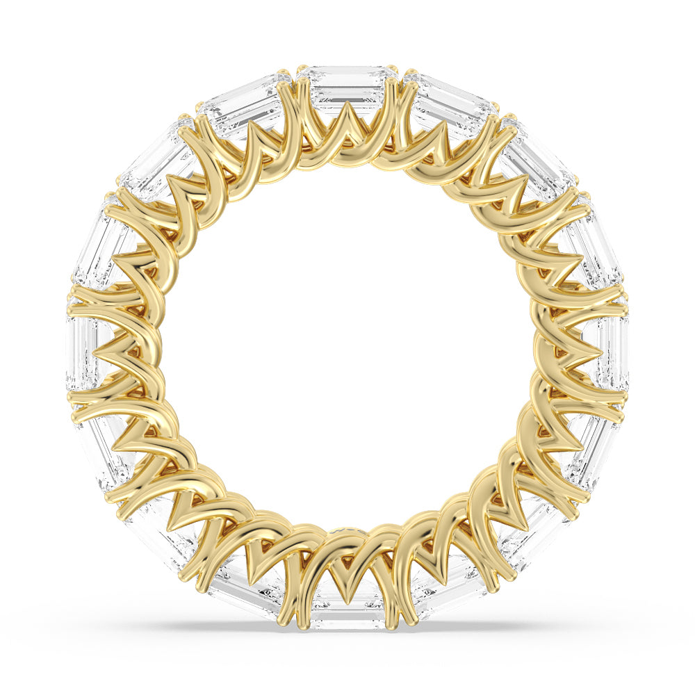 Emerald Trellis Eternity Ring with 18KT Yellow Gold / Natural / 6 Cut Diamond in 14KT Yellow Gold / Natural / 6 view 2
