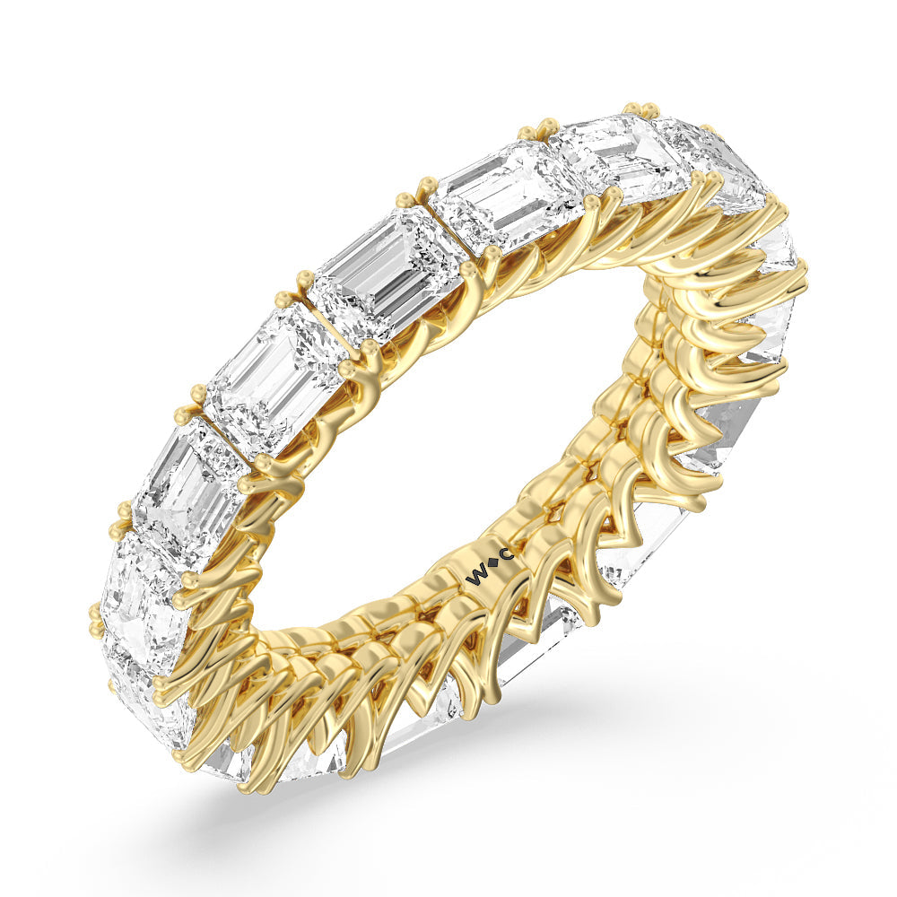 Emerald Trellis Eternity Ring with 18KT Yellow Gold / Natural / 6 Cut Diamond in 14KT Yellow Gold / Natural / 6 view 3
