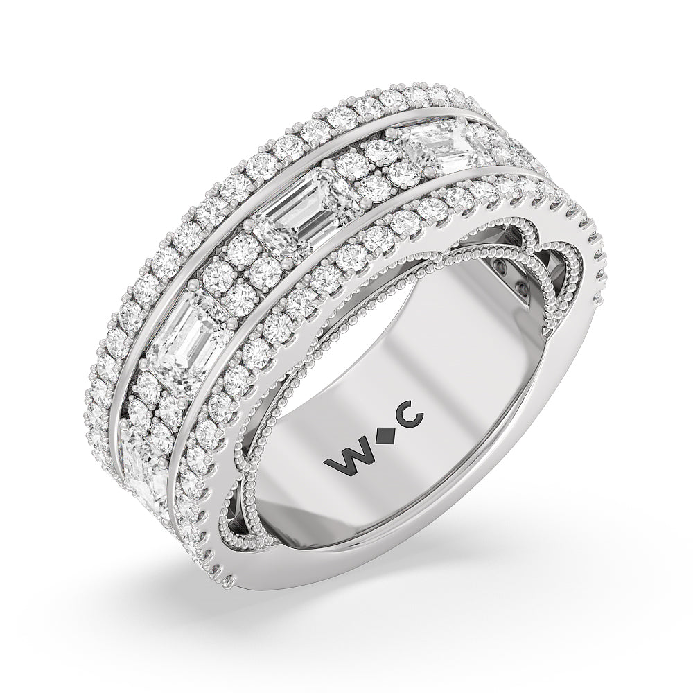 The Beacon Anniversary Ring with Platinum / Natural / 3 Cut Diamond in 14KT Platinum / Natural / 3 view 3
