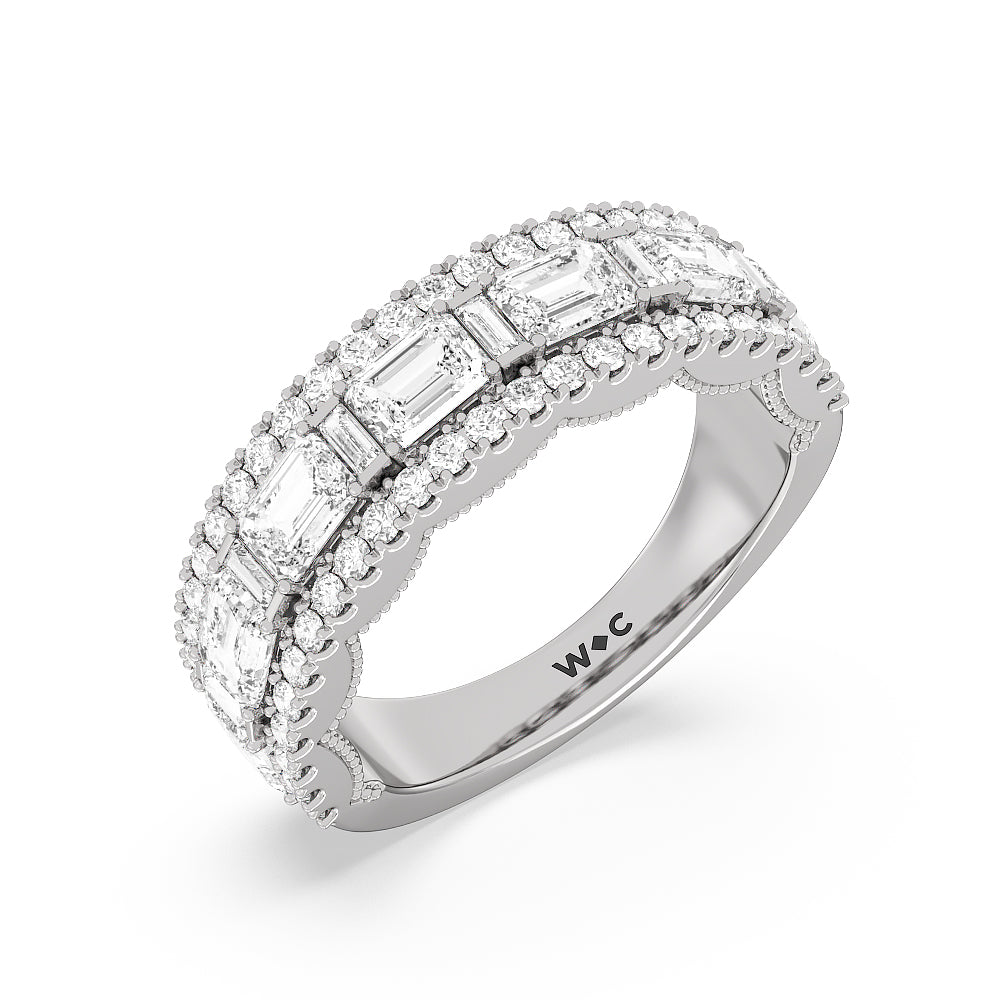 The Hudson Anniversary Ring with Platinum / Natural / 3 Cut Diamond in 14KT Platinum / Natural / 3 view 3
