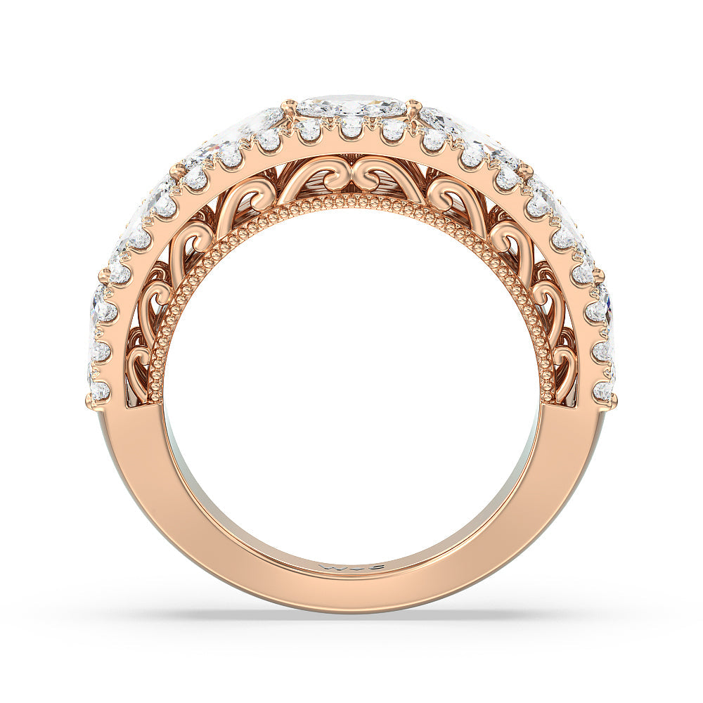 The Flatiron Anniversary Ring with 18KT Rose Gold / Natural / 2 Cut Diamond in 14KT Rose Gold / Natural / 2 view 2
