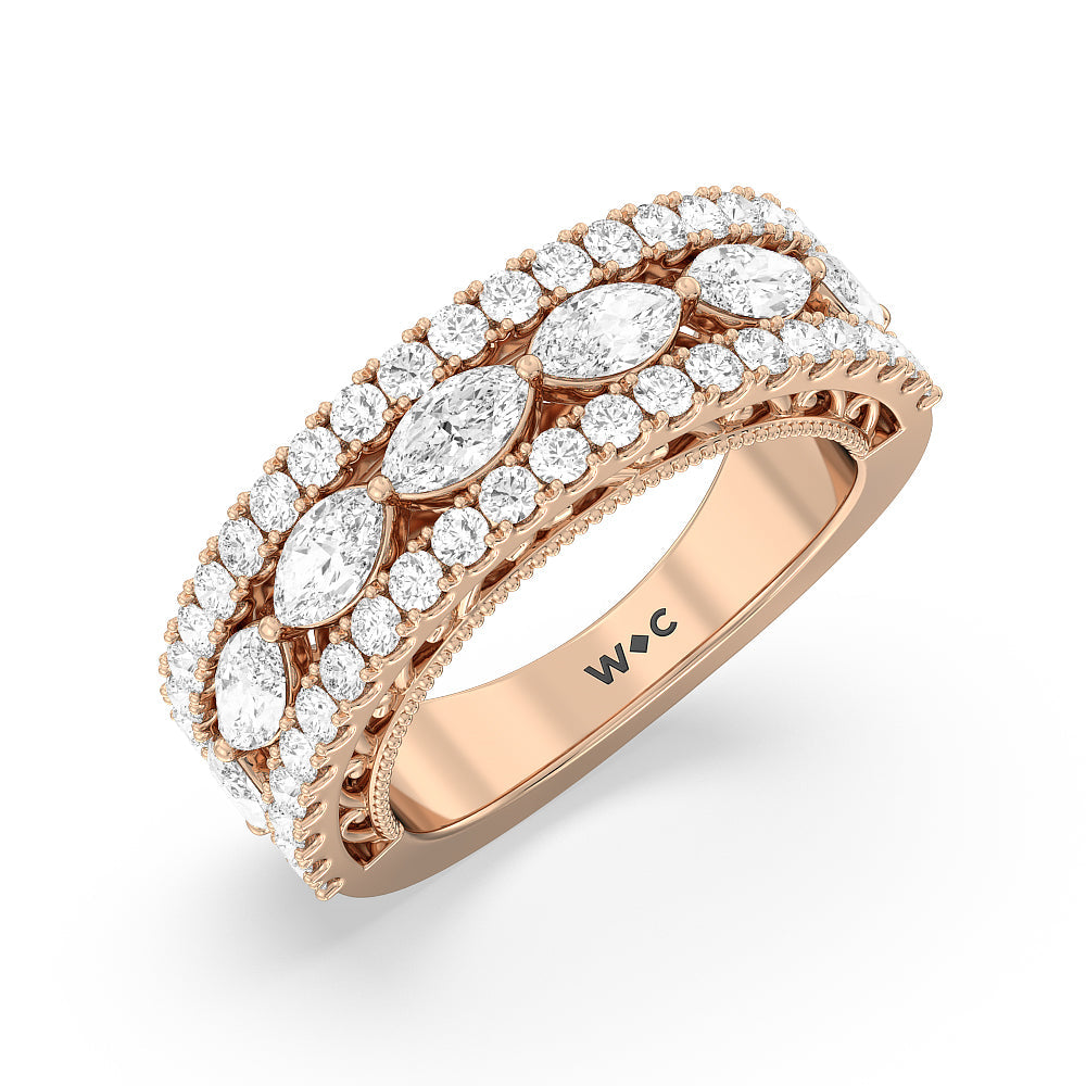 The Flatiron Anniversary Ring with 18KT Rose Gold / Natural / 2 Cut Diamond in 14KT Rose Gold / Natural / 2 view 3
