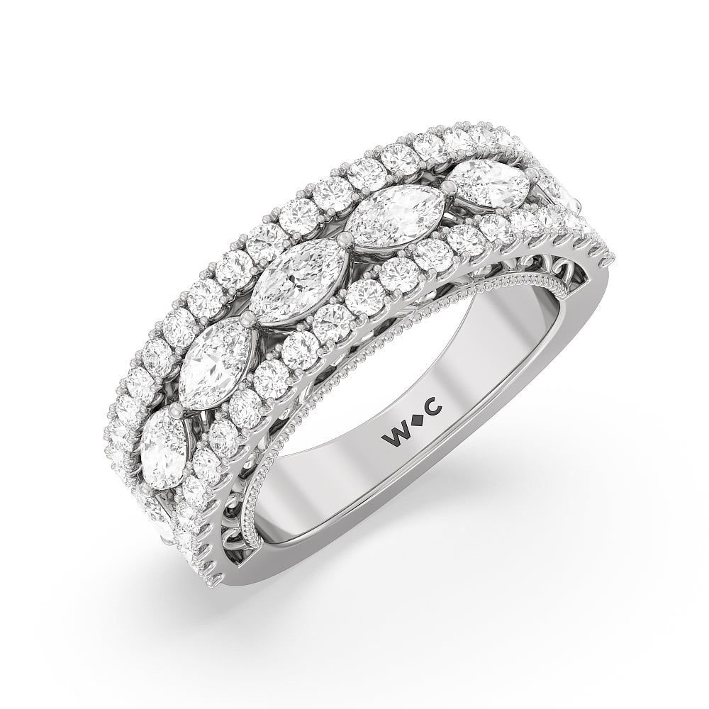 The Flatiron Anniversary Ring with Platinum / Natural / 2 Cut Diamond in 14KT Platinum / Natural / 2 view 3
