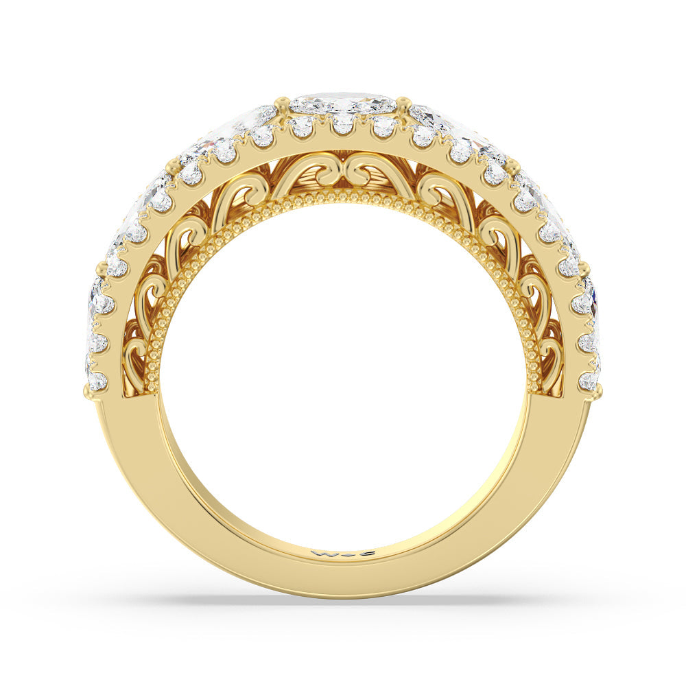 The Flatiron Anniversary Ring with 18KT Yellow Gold / Natural / 2 Cut Diamond in 14KT Yellow Gold / Natural / 2 view 2

