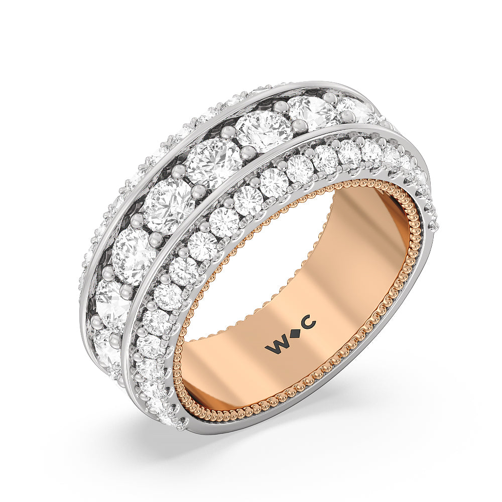 The Cobblestone Anniversary Ring with 18KT White & Rose Gold / Natural / 3 1/10 Cut Diamond in 14KT White & Rose Gold / Natural / 3 1/10 view 3
