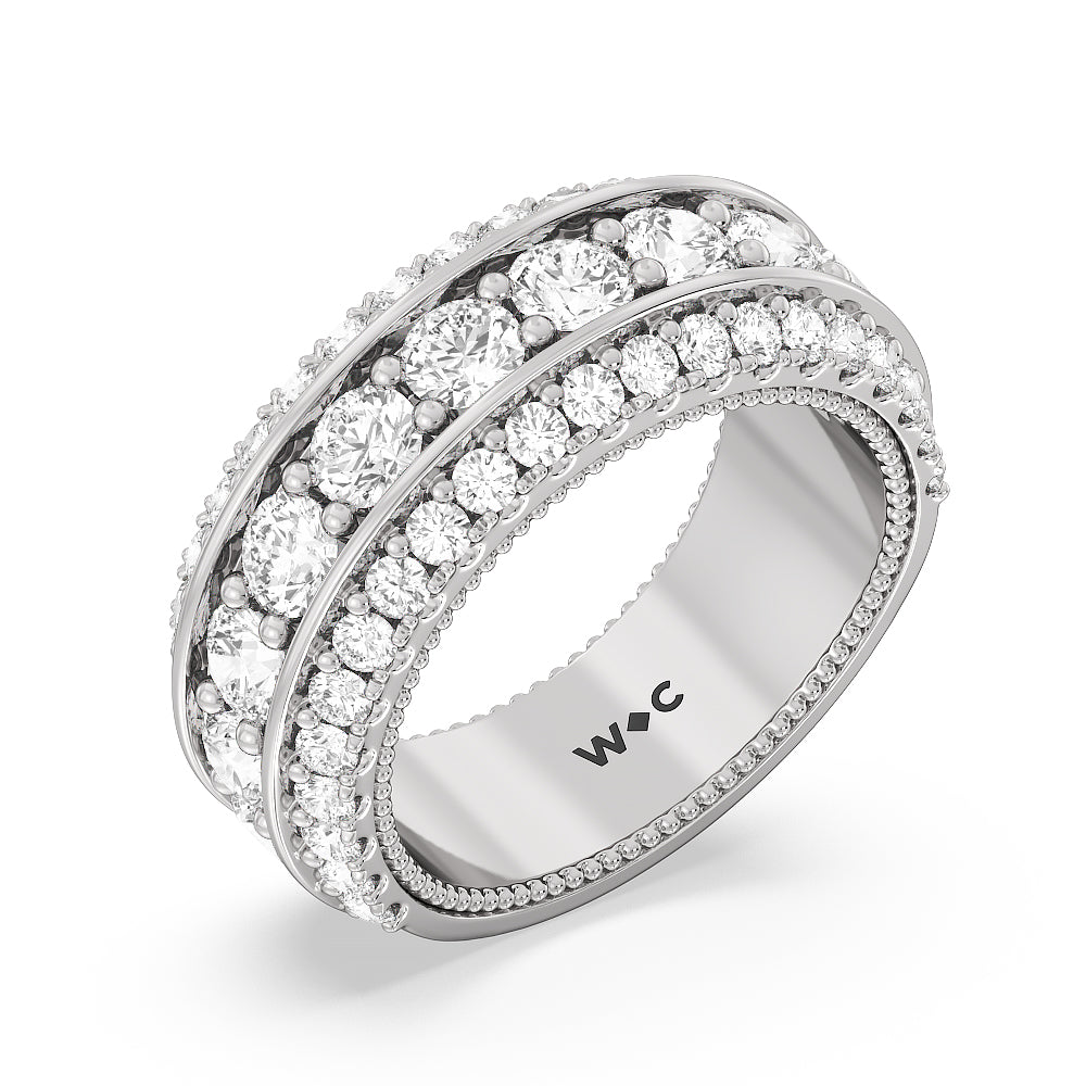 The Cobblestone Anniversary Ring with Platinum / Natural / 3 1/10 Cut Diamond in 14KT Platinum / Natural / 3 1/10 view 3
