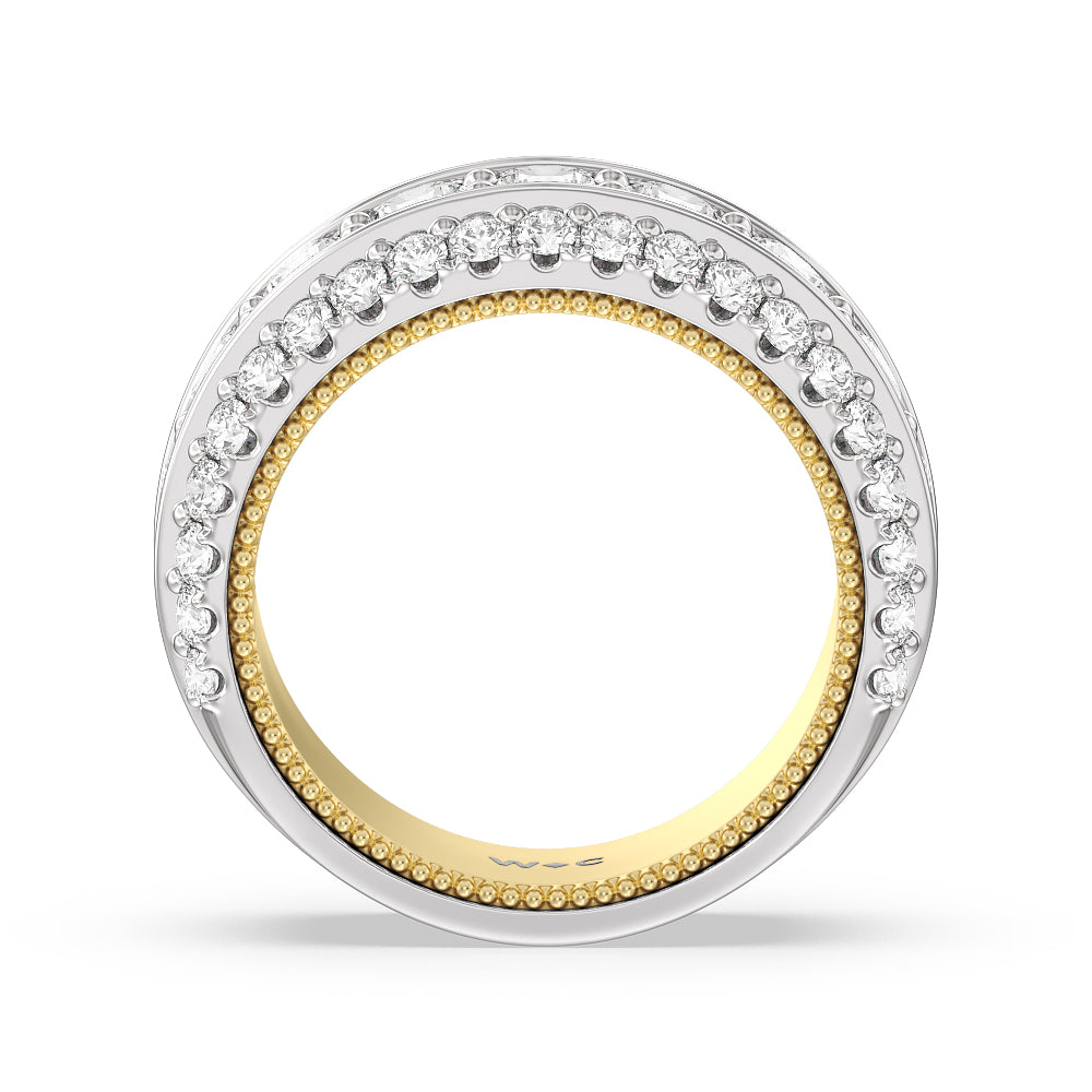 The Cobblestone Anniversary Ring with 18KT White & Yellow Gold / Natural / 3 1/10 Cut Diamond in 14KT White & Yellow Gold / Natural / 3 1/10 view 2
