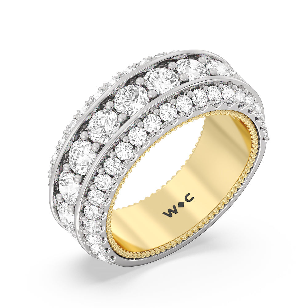 The Cobblestone Anniversary Ring with 18KT White & Yellow Gold / Natural / 3 1/10 Cut Diamond in 14KT White & Yellow Gold / Natural / 3 1/10 view 3
