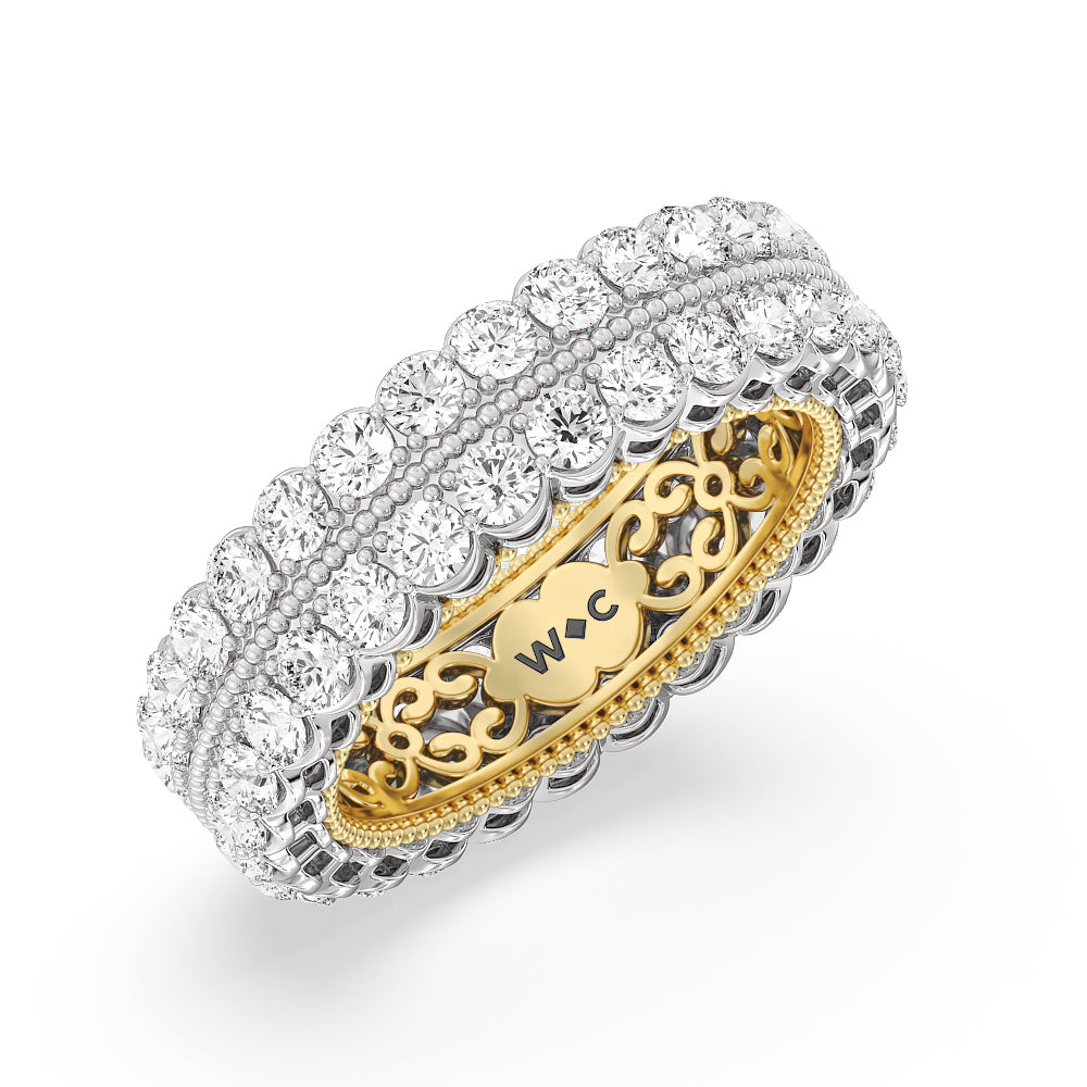 The Montauk Eternity Ring with 18KT White & Yellow Gold / Natural / 3 1/5 Cut Diamond in 14KT White & Yellow Gold / Natural / 3 1/5 view 3
