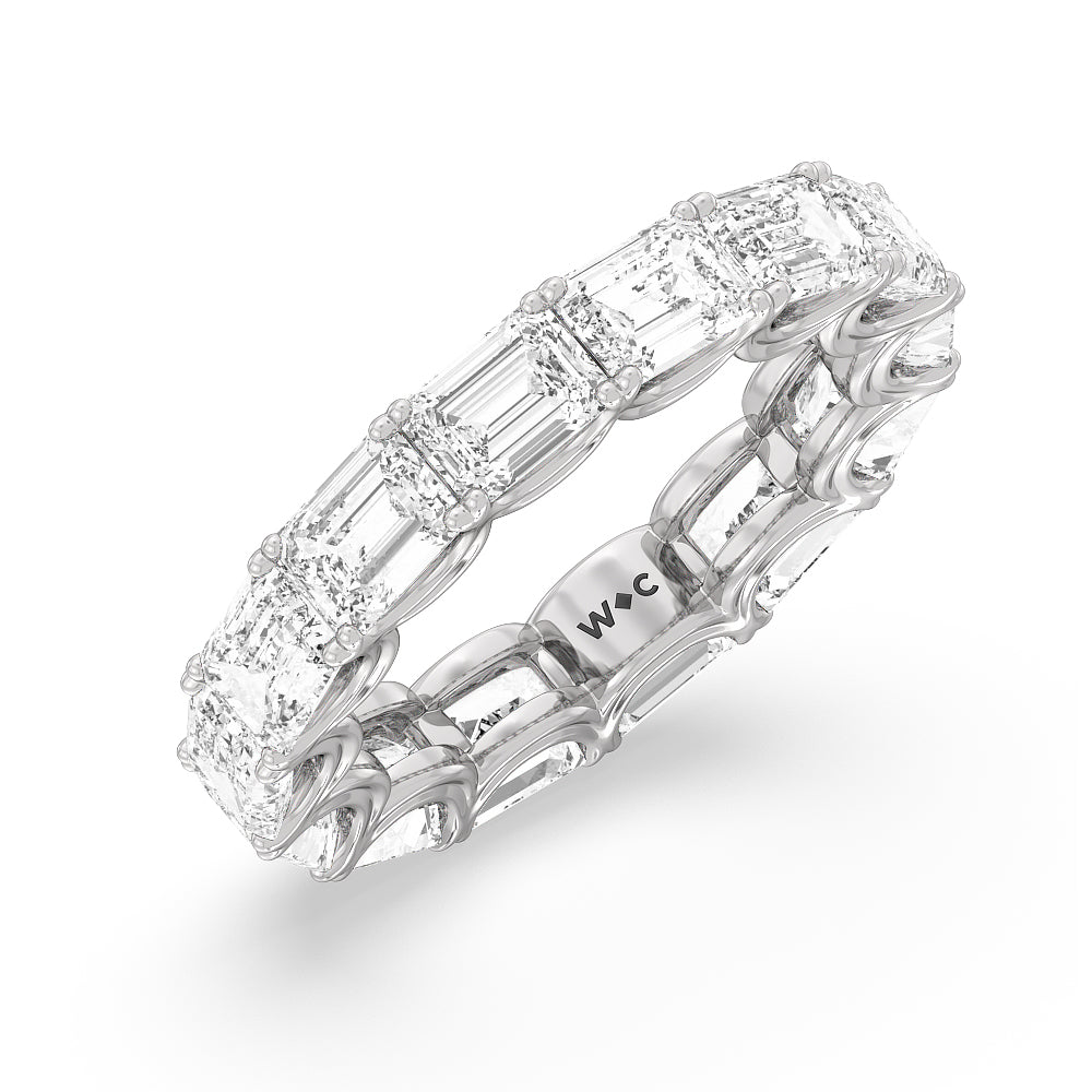 Emerald Split Prong Waves Eternity Ring with Platinum / Natural / 8 3/4 Cut Diamond in 14KT Platinum / Natural / 8 3/4 view 3
