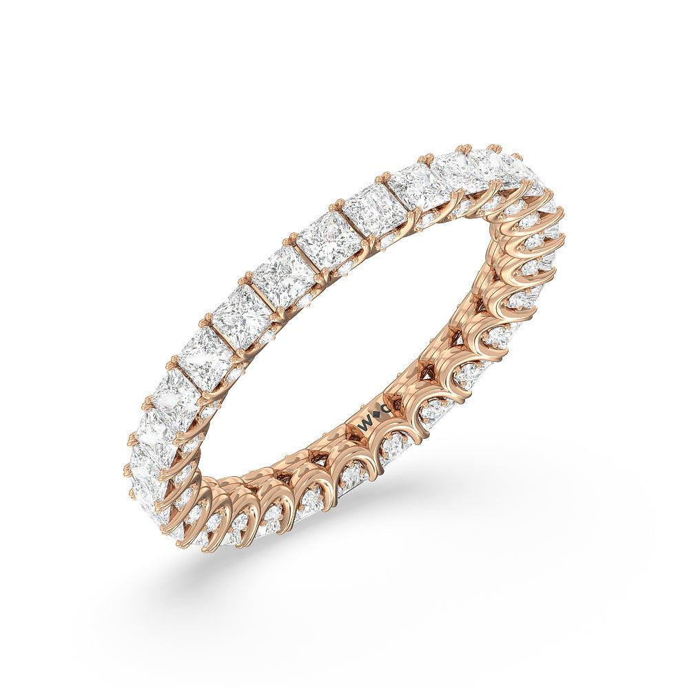 Princess Split Prong Basket Eternity Ring with 18KT Rose Gold / Natural / 2 9/10 Cut Diamond in 14KT Rose Gold / Natural / 2 9/10 view 3
