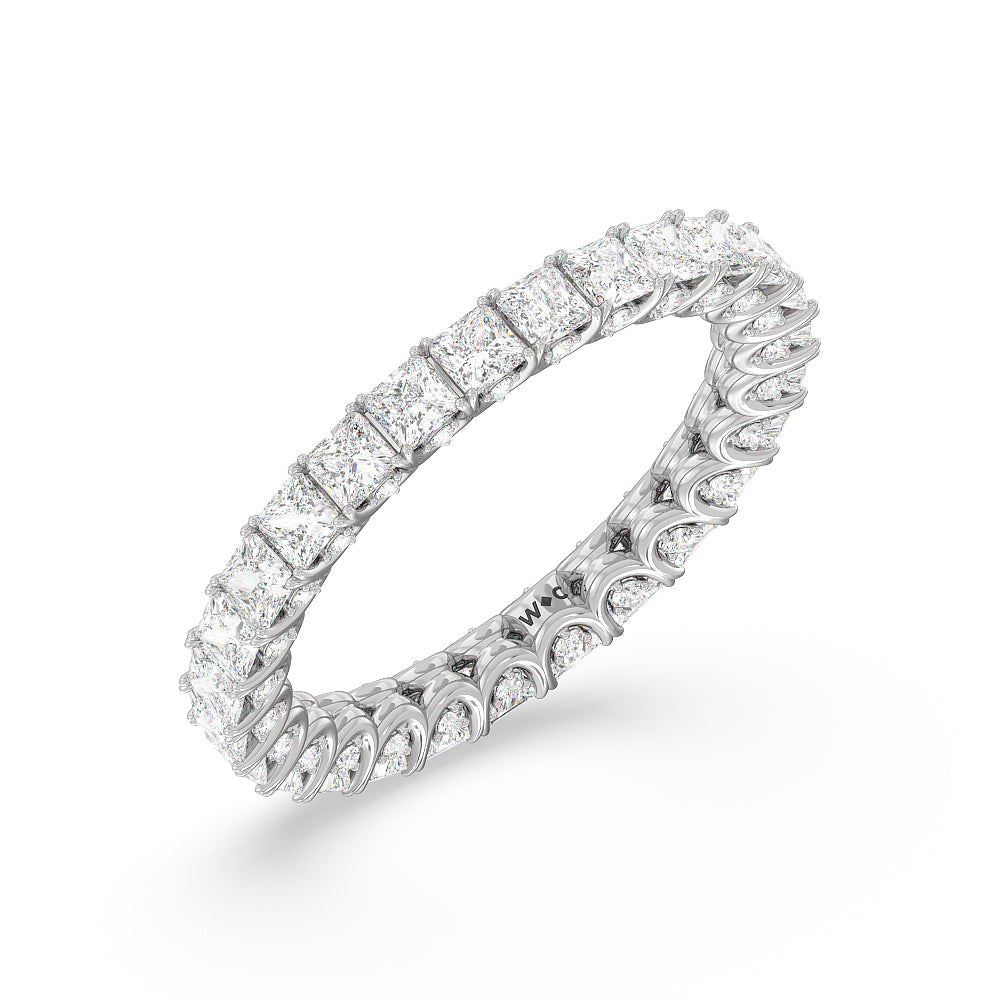 Princess Split Prong Basket Eternity Ring with Platinum / Natural / 2 9/10 Cut Diamond in 14KT Platinum / Natural / 2 9/10 view 3
