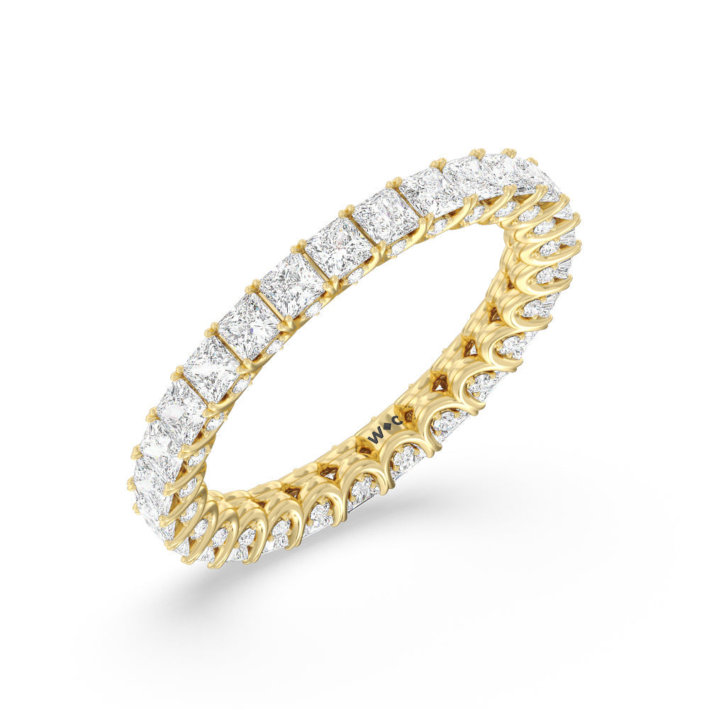 Princess Split Prong Basket Eternity Ring with 18KT Yellow Gold / Natural / 2 9/10 Cut Diamond in 14KT Yellow Gold / Natural / 2 9/10 view 3
