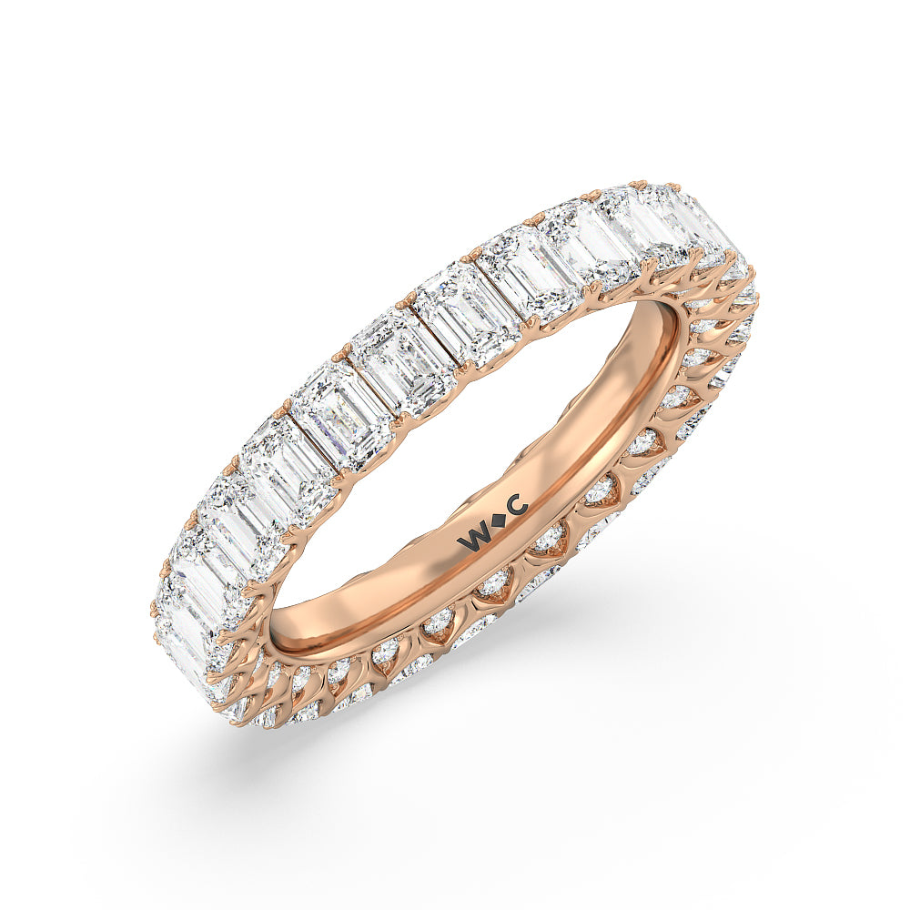 Emerald Split Prong Studded Eternity Ring with 18KT Rose Gold / Natural / 4 5/8 Cut Diamond in 14KT Rose Gold / Natural / 4 5/8 view 3
