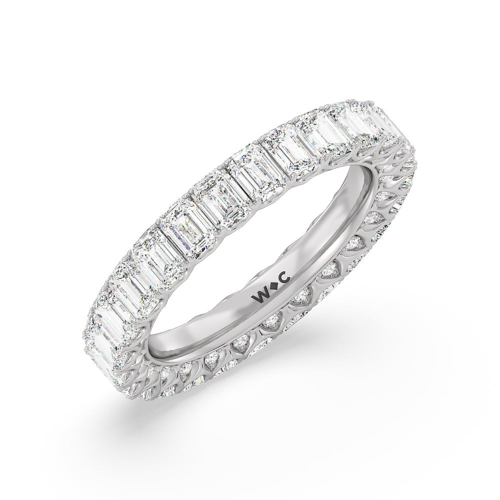 Emerald Split Prong Studded Eternity Ring with Platinum / Natural / 4 5/8 Cut Diamond in 14KT Platinum / Natural / 4 5/8 view 3
