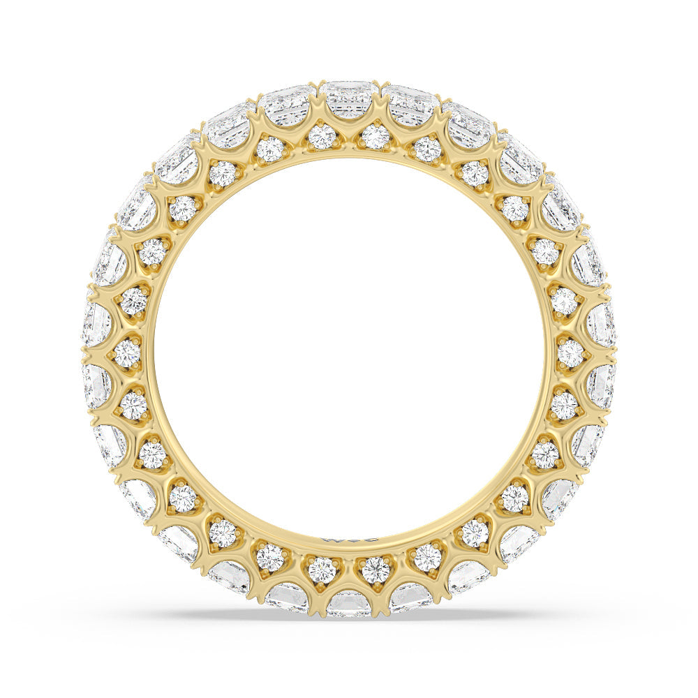 Emerald Split Prong Studded Eternity Ring with 18KT Yellow Gold / Natural / 4 5/8 Cut Diamond in 14KT Yellow Gold / Natural / 4 5/8 view 2

