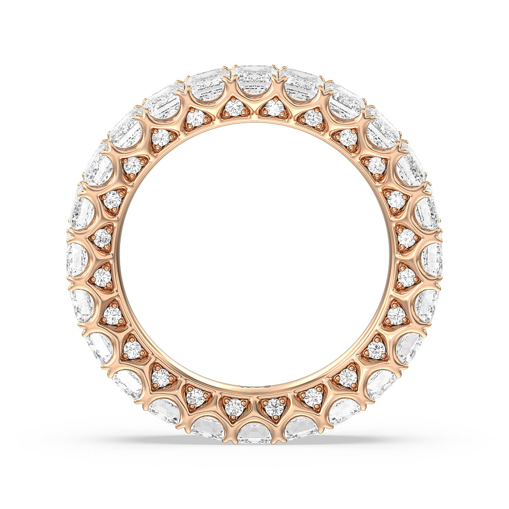 Emerald Split Prong Studded Eternity Ring with 18KT Rose Gold / Natural / 6 1/5 Cut Diamond in 14KT Rose Gold / Natural / 6 1/5 view 2

