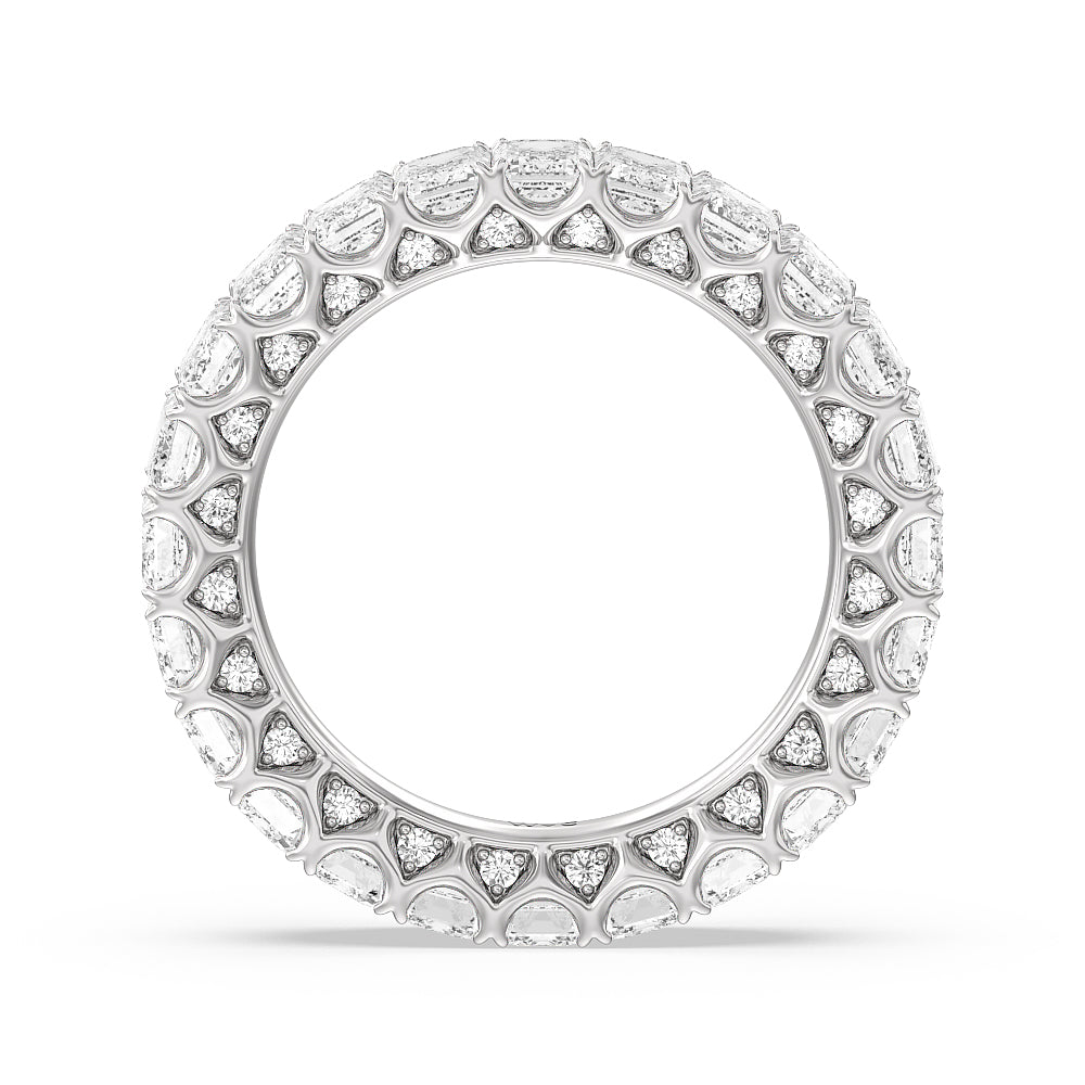 Emerald Split Prong Studded Eternity Ring Size 5.5 with Platinum / Lab / 6 1/5 Cut Diamond in 14KT Platinum / Lab / 6 1/5 view 2
