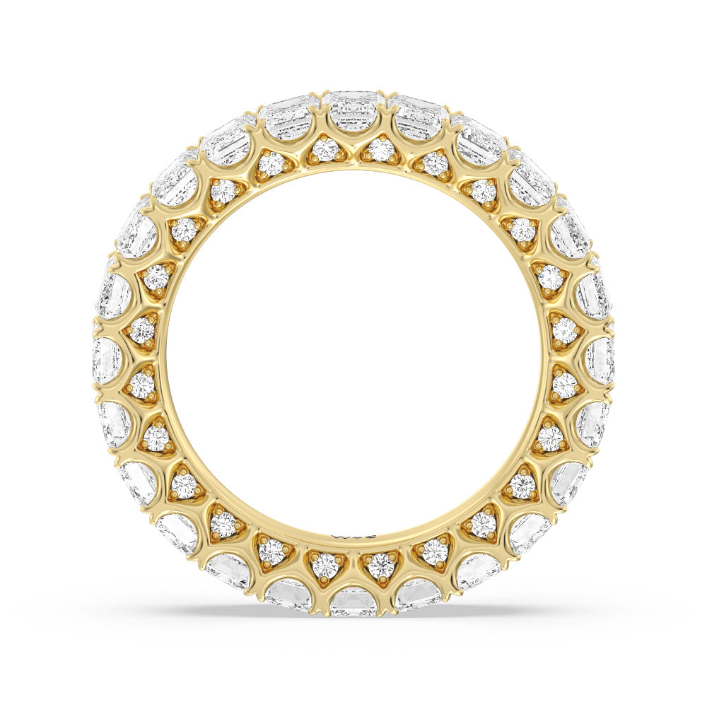Emerald Split Prong Studded Eternity Ring with 18KT Yellow Gold / Natural / 6 1/5 Cut Diamond in 14KT Yellow Gold / Natural / 6 1/5 view 2
