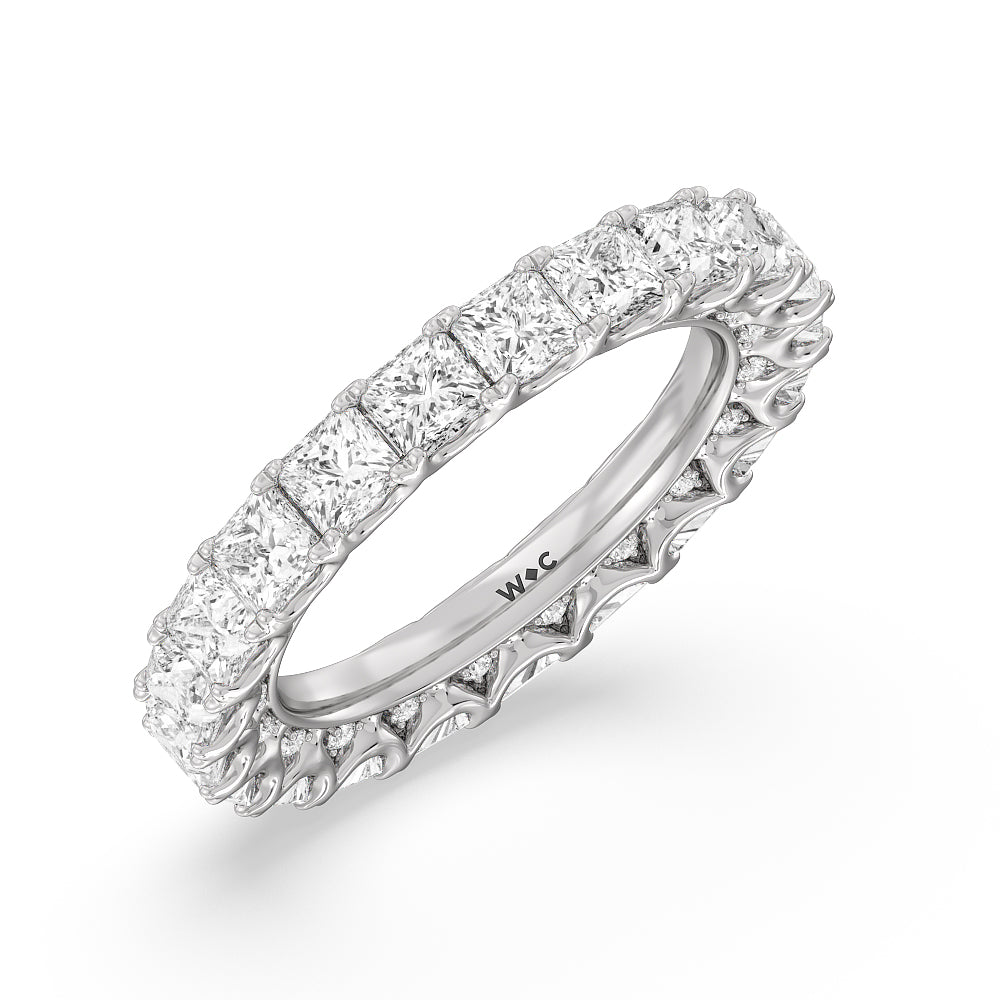 Princess Split Prong Studded Eternity Ring Size 6.5 with Platinum / Lab / 6 9/10 Cut Diamond in 14KT Platinum / Lab / 6 9/10 view 3
