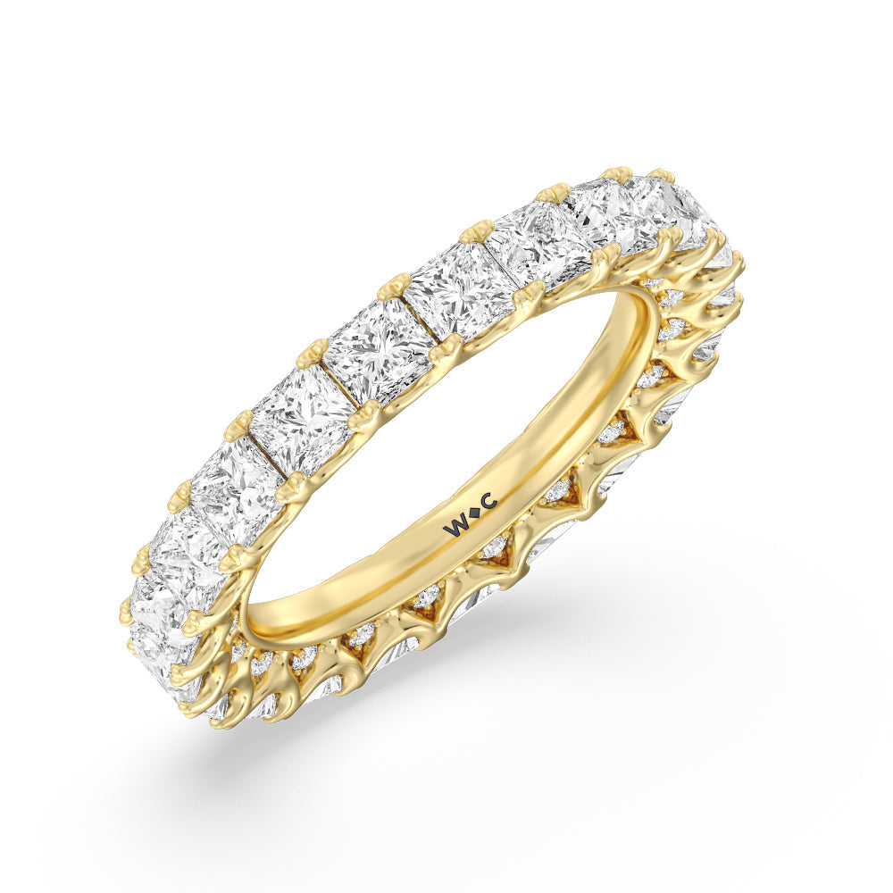 Princess Split Prong Studded Eternity Ring with 18KT Yellow Gold / Natural / 6 9/10 Cut Diamond in 14KT Yellow Gold / Natural / 6 9/10 view 3
