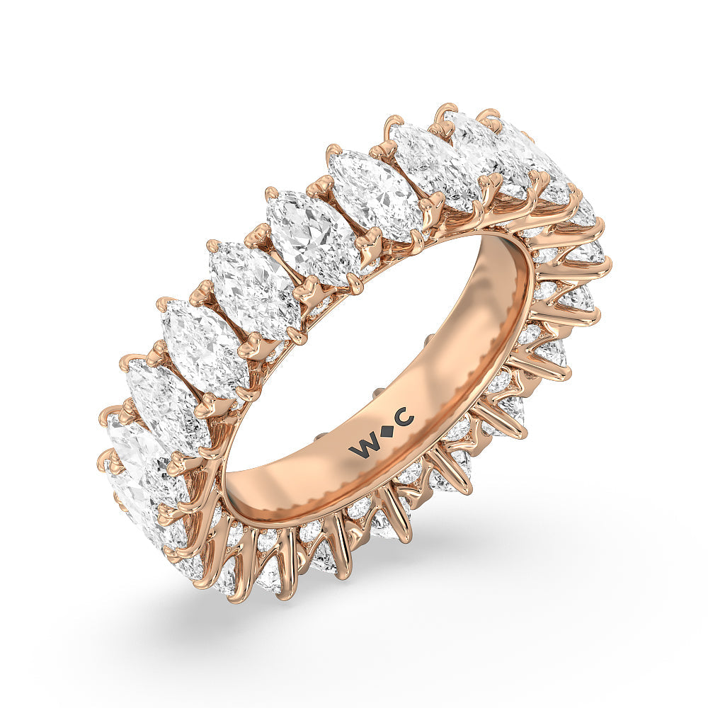 Marquise Split Prong Studded Eternity  Ring with 18KT Rose Gold / Natural / 7 3/8 Cut Diamond in 14KT Rose Gold / Natural / 7 3/8 view 3
