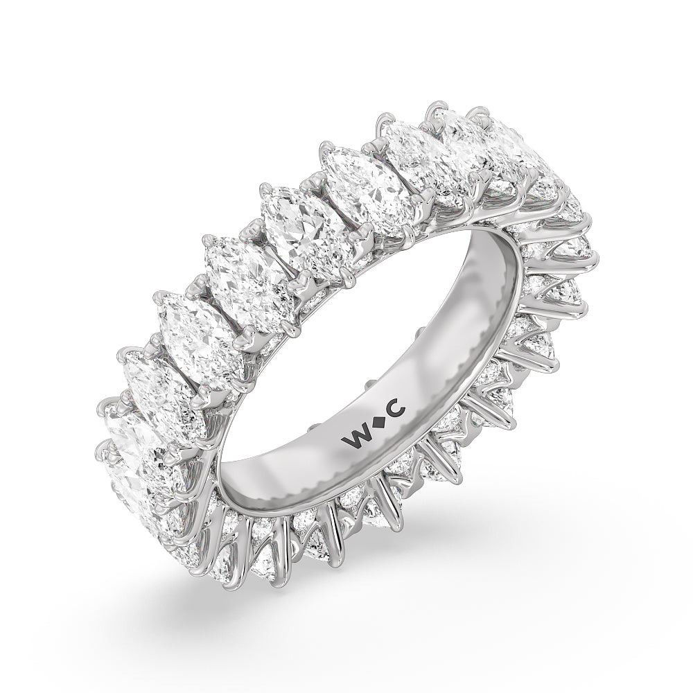 Marquise Split Prong Studded Eternity  Ring with Platinum / Natural / 7 3/8 Cut Diamond in 14KT Platinum / Natural / 7 3/8 view 3
