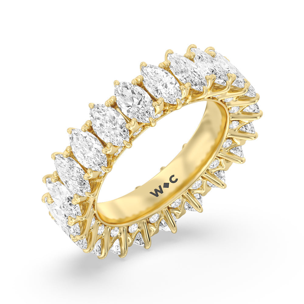 Marquise Split Prong Studded Eternity  Ring with 18KT Yellow Gold / Natural / 7 3/8 Cut Diamond in 14KT Yellow Gold / Natural / 7 3/8 view 3
