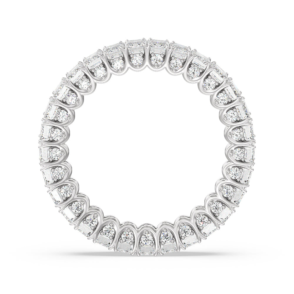 Emerald Split Prong Basket Eternity Ring with Platinum / Natural / 5 1/4 Cut Diamond in 14KT Platinum / Natural / 5 1/4 view 2
