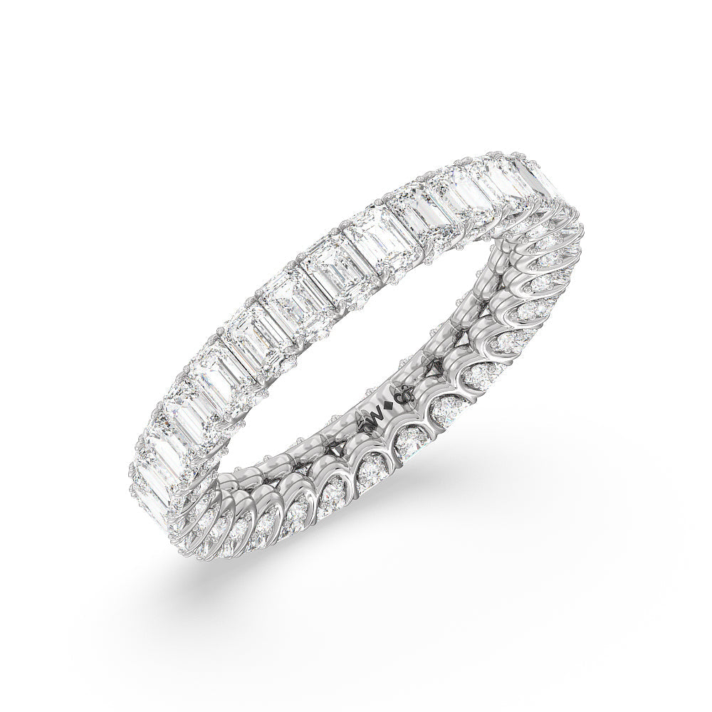 Emerald Split Prong Basket Eternity Ring with Platinum / Natural / 5 1/4 Cut Diamond in 14KT Platinum / Natural / 5 1/4 view 3

