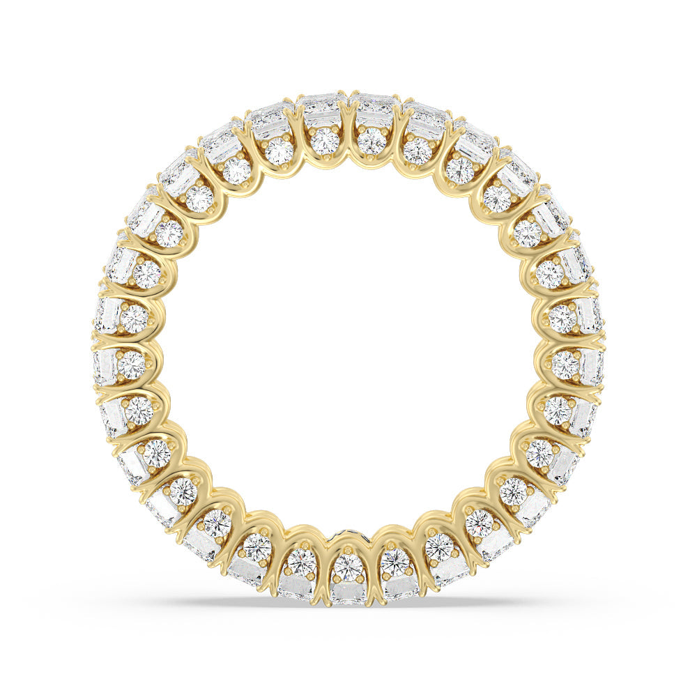 Emerald Split Prong Basket Eternity Ring with 18KT Yellow Gold / Natural / 5 1/4 Cut Diamond in 14KT Yellow Gold / Natural / 5 1/4 view 2

