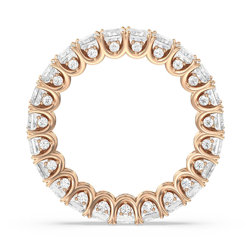Princess Split Prong Basket Eternity Ring with 18KT Rose Gold / Natural / 4 7/8 Cut Diamond in 14KT Rose Gold / Natural / 4 7/8 view 2
