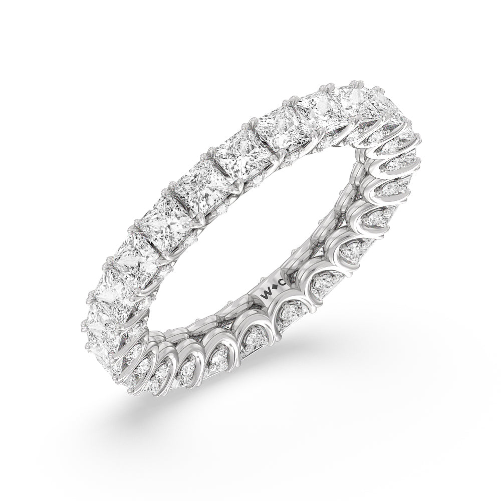 Princess Split Prong Basket Eternity Ring with Platinum / Natural / 4 7/8 Cut Diamond in 14KT Platinum / Natural / 4 7/8 view 3
