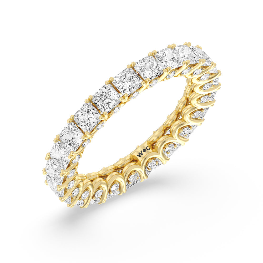 Princess Split Prong Basket Eternity Ring with 18KT Yellow Gold / Natural / 4 7/8 Cut Diamond in 14KT Yellow Gold / Natural / 4 7/8 view 3
