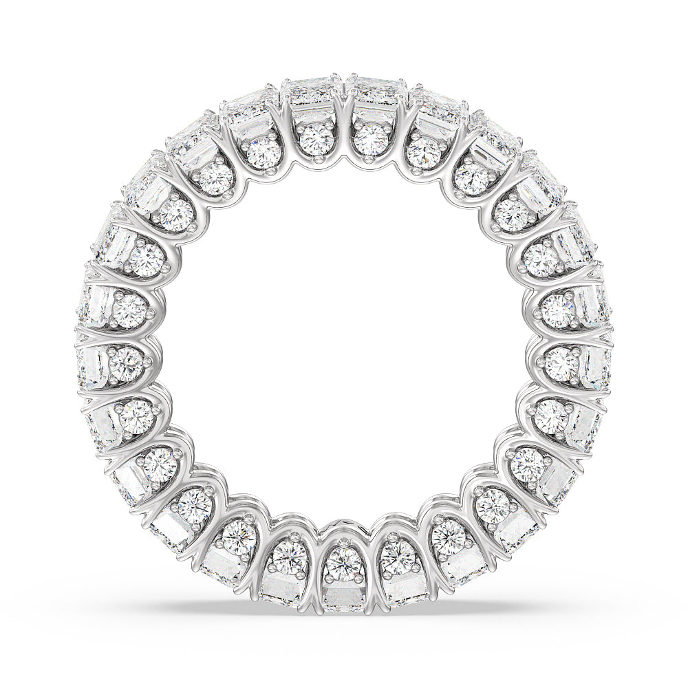 Emerald Split Prong Basket Eternity Ring with Platinum / Natural / 7 1/8 Cut Diamond in 14KT Platinum / Natural / 7 1/8 view 2
