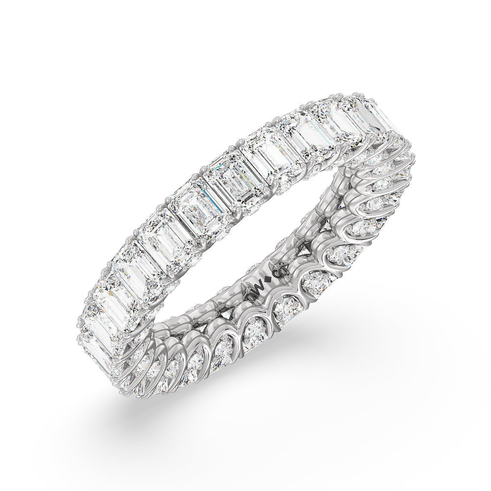 Emerald Split Prong Basket Eternity Ring with Platinum / Natural / 7 1/8 Cut Diamond in 14KT Platinum / Natural / 7 1/8 view 3
