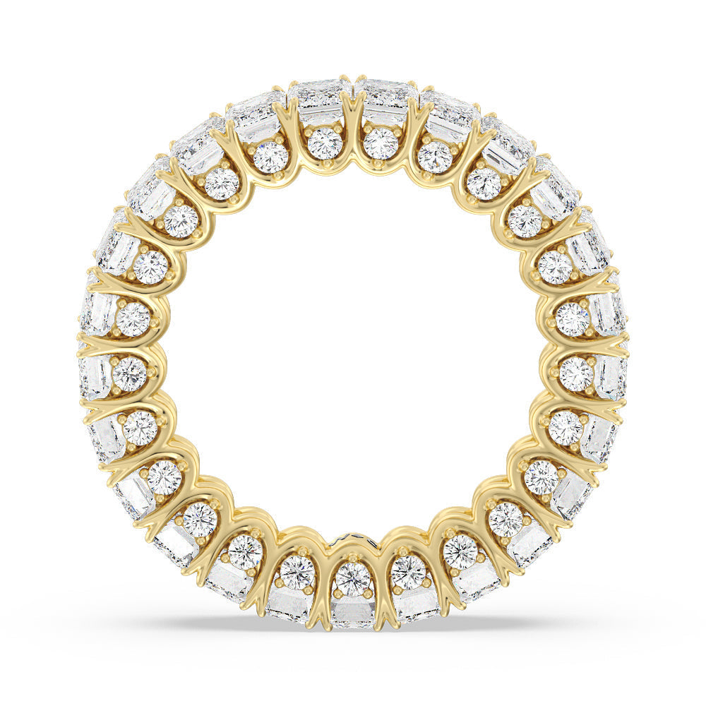 Emerald Split Prong Basket Eternity Ring with 18KT Yellow Gold / Natural / 7 1/8 Cut Diamond in 14KT Yellow Gold / Natural / 7 1/8 view 2

