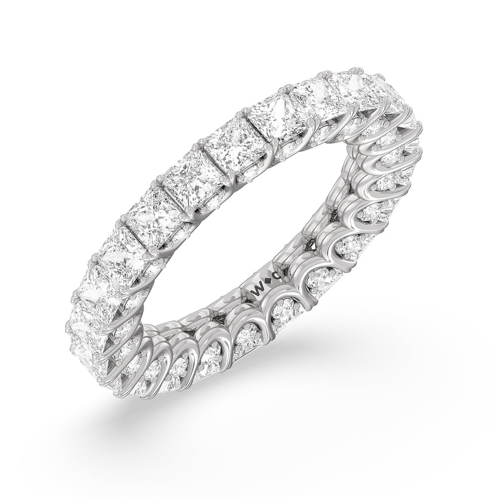 Princess Split Prong Basket Eternity Ring with Platinum / Natural / 6 3/8 Cut Diamond in 14KT Platinum / Natural / 6 3/8 view 3
