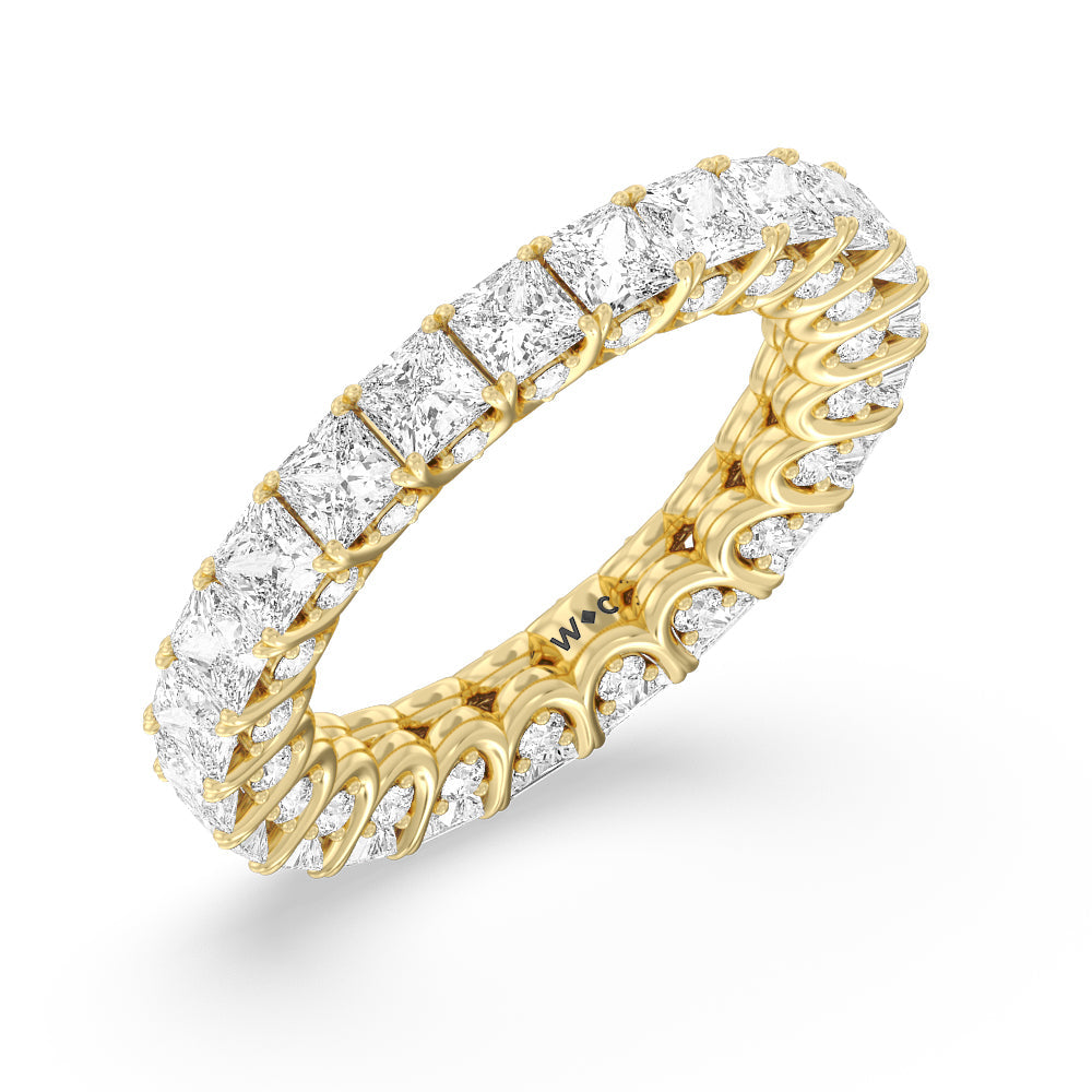 Princess Split Prong Basket Eternity Ring with 18KT Yellow Gold / Natural / 6 3/8 Cut Diamond in 14KT Yellow Gold / Natural / 6 3/8 view 3
