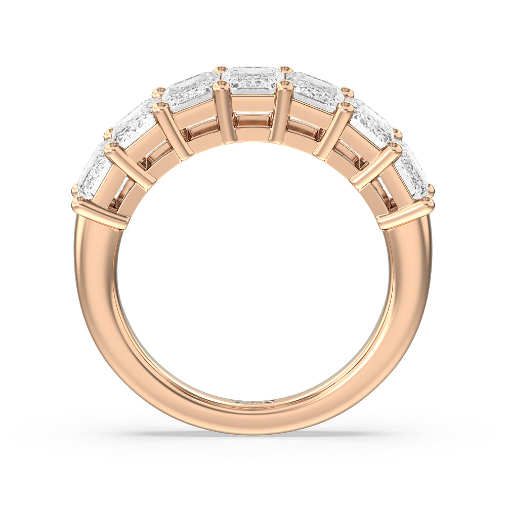 Seven Stone Emerald Cut Diamond Ring (F/G SI+) with 18KT Rose Gold / Natural / 4 Cut Diamond in 14KT Rose Gold / Natural / 4 view 2
