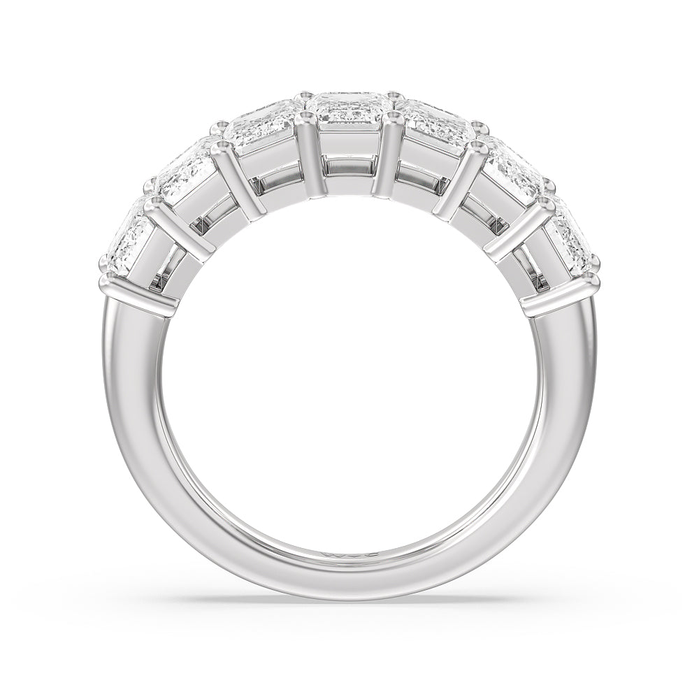 Seven Stone Emerald Cut Diamond Ring (F/G SI+) with Platinum / Natural / 4 Cut Diamond in 14KT Platinum / Natural / 4 view 2
