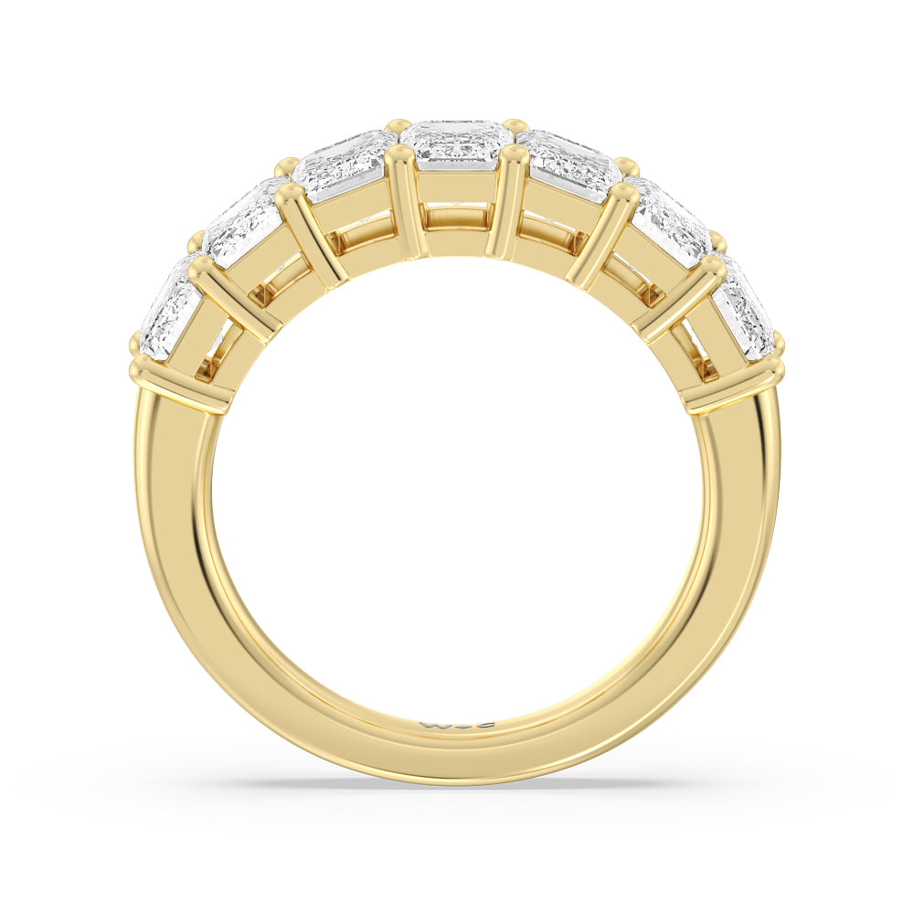 Seven Stone Emerald Cut Diamond Ring (F/G SI+) with 18KT Yellow Gold / Natural / 4 Cut Diamond in 14KT Yellow Gold / Natural / 4 view 2
