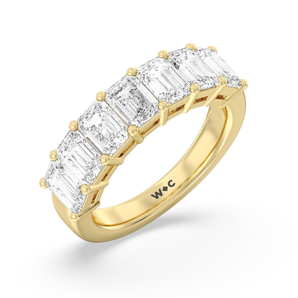 Seven Stone Emerald Cut Diamond Ring (F/G SI+) with 18KT Yellow Gold / Natural / 4 Cut Diamond in 14KT Yellow Gold / Natural / 4 view 3
