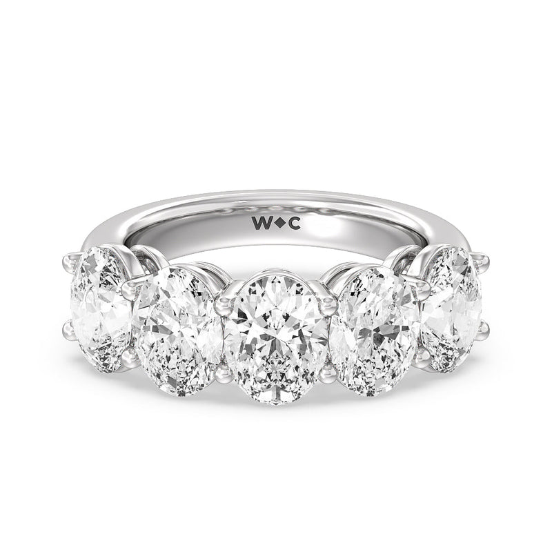Five Stone Oval Diamond Anniversary Ring Size 7.25(E+ VS+)