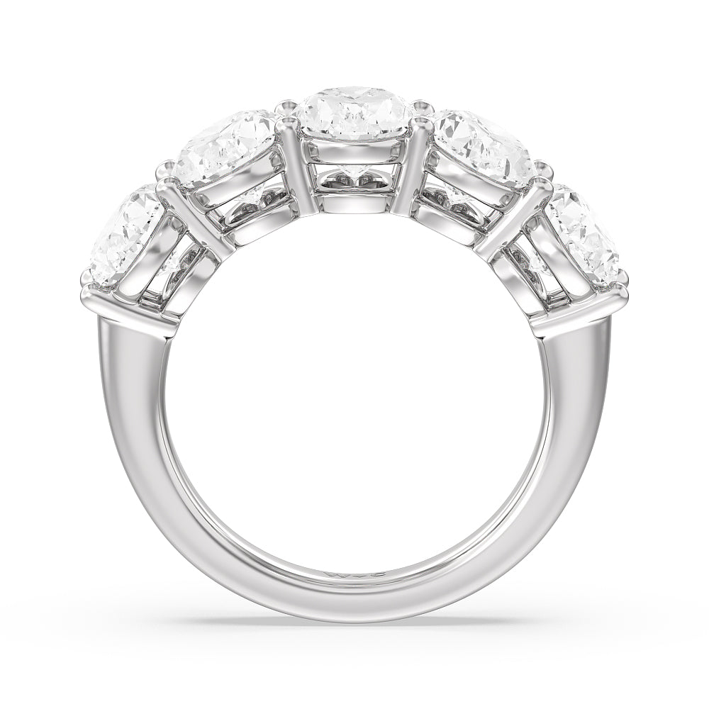 Five Stone Oval Diamond Anniversary Ring (F/G SI+) with Platinum / Natural / 5 Cut Diamond in 14KT Platinum / Natural / 5 view 2
